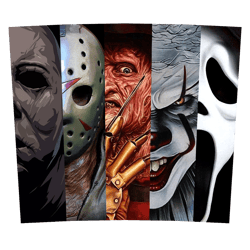 halloween horror characters png - 20oz/30oz skinny wrap - horror movie tumbler png - halloween tumbler png - png file