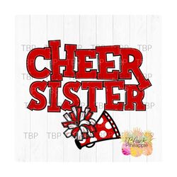cheer design png, cheer sister in red png 300dpi clipart sublimation download design