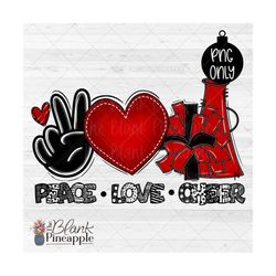 cheer design png, peace love cheer in red and black png, cheerleading design, cheer sublimation design png