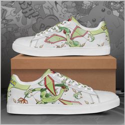 flygon pokemon low top leather skate shoes, tennis shoes, fashion sneakers l98