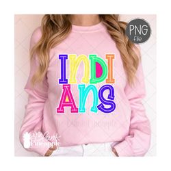 indians mascot png, colorful indians mascot design outlined in white, indians mascot shirt png. png design for dtg, dtf,