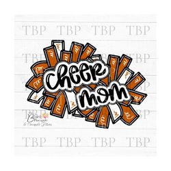 cheer design cheer mom pom poms in burnt orange png clipart sublimation download design, cheerleading design, cheerleadi