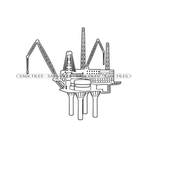 Oil Rig Outline SVG, Oil Rig SVG, Oil Well Svg, Offshore Dri - Inspire ...