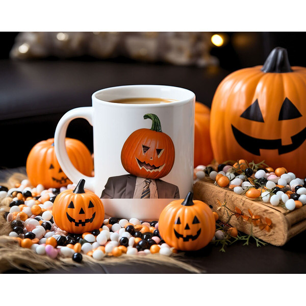 Dwight Pumpkin Head Coffee Mug  Dwight Pumpkinhead Halloween Coffee Mug  Cute Office Halloween Coffee Cup Funny Halloween Coffee - 1.jpg