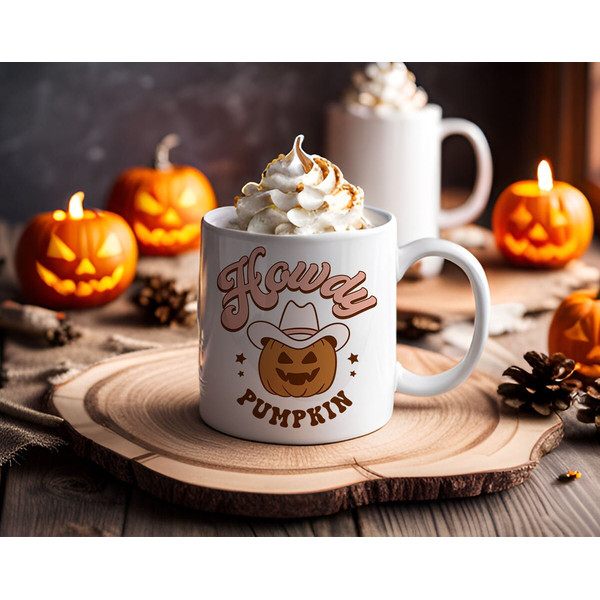 Howdy Pumpkin Halloween Coffee Mug  Pumpkin Cowboy Funny Halloween Mug  Cute Halloween Coffee Cup Funny Halloween Coffee - 1.jpg