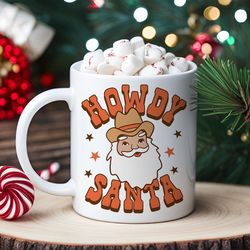 howdy santa cowboy coffee mug, christmas mug