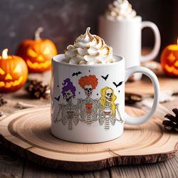 sanderson sisters skeleton coffee mug, hocus pocus coffee mug