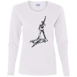 agr freddie mercury queen ladies&8217 cotton ls t-shirt