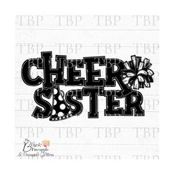 cheer design png, cheer sister in black png 300dpi clipart sublimation download design