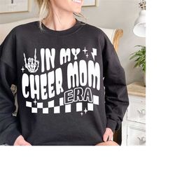 in my cheer mom era vintage halloween skeleton tshirt, halloweentown sweatshirt, horror movies shirt vintage, funny hall