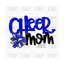 cheer design png, cheer mom blue with pom poms png, cheerleading design, cheer sublimation design png