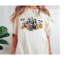 spooky mouse and friends comfort colors shirt, mickey boo halloween shirt, pumpkin mickey shirt, disney spooky shirt, di