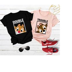chip and dale shirt, double trouble shirt, disney couple shirts, disney family shirts, valentine's day shirt, disney tri