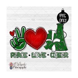cheer design png, peace love cheer in dark green png, cheerleading design, cheer sublimation design png