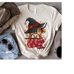 wizard cow shirt, halloween cow shirt, magical highland cow shirt, spooky season halloween shirt, halloween gifts, hallo
