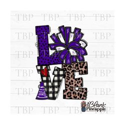 cheer design png, love cheer purple png, cheerleading design, cheer sublimation design, cheerleading png, 300dpi png