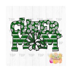 cheer design cheer mom doodles with pom poms in dark green png 300dpi clipart sublimation download design