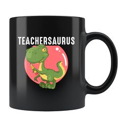teachersaurus mug, dinosaur mug