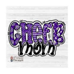 cheer design png, doodle cheer mom in purple png, cheer mom sublimation design, cheer mom shirt design png, 300dpi