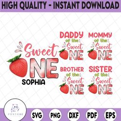 Personalized Name Sweet One Strawberry Birthday Png, Smash Cake Strawberry Birthday Png Only, Strawberry Family Matching