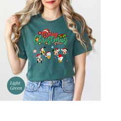 comfort colors vintage mickey and friend christmas shirt, disney ears christmas shirt, disney merry christmas shirt, dis