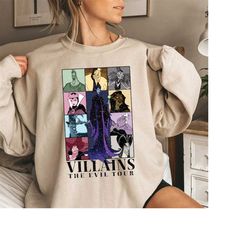 retro disney villains evil tour sweatshirt, disney villians shirt, disney villains characters concert music shirt, disne