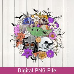 star wars skeleton may the force boo with you floral png, the mandolarian halloween png, galaxy's edge halloween png