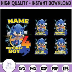personalized sonic birthday png, custom sonic hedgehog birthday png, birthday boy girl png, custom family birthday