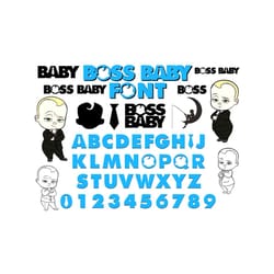 boss baby alphabet svg, font svg, boss baby svg, baby svg, tie svg, boss svg, alphabet svg, number svg, childrens gift s
