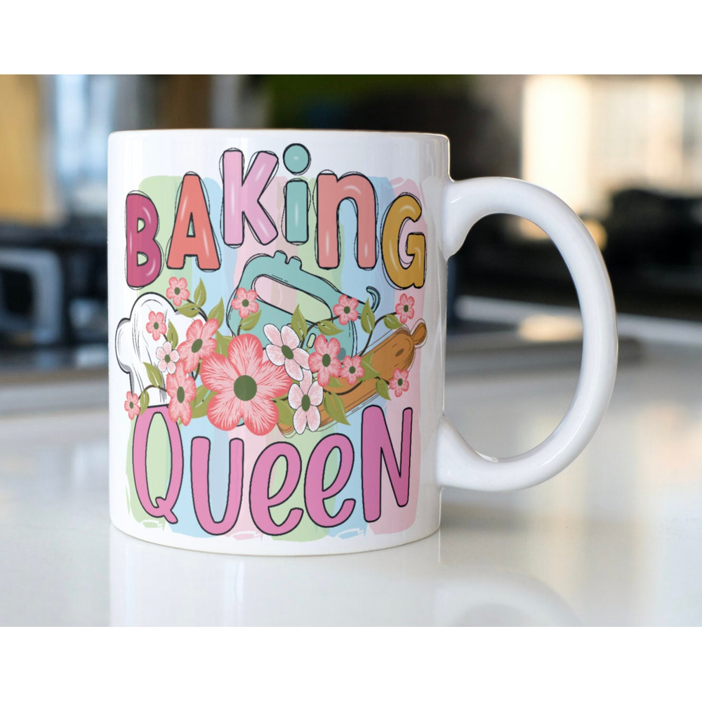 Baking theme coffee mug stating,Baking Queen - 1.jpg