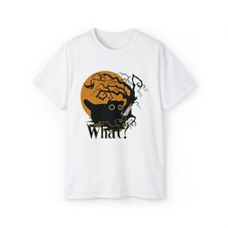 cat what funny halloween black cat shirt, murderous black cat with knife shirt, happy halloween shirt, halloween vibes