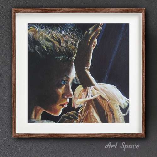 Original Watercolor Painting **Ballerina** Office Decoration, dance class decoration, Play Room, blue Painting