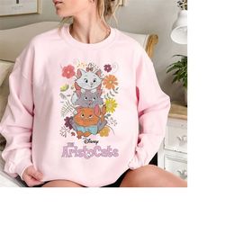 vintage disney the aristocats floral sweatshirt, disney marie aristocats shirt, marie berlioz toulouse aristocats tee, d