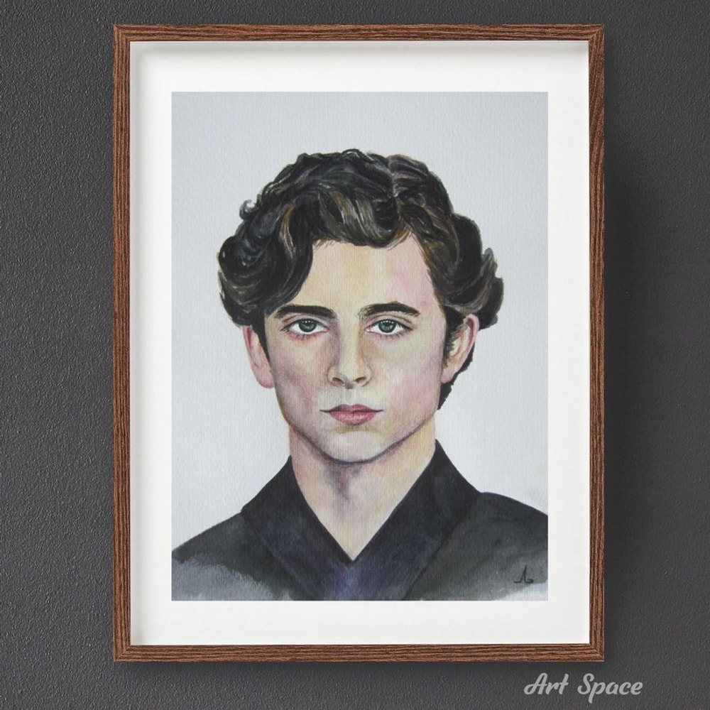 Timothee Hal Chalamet- portrait- man - small painting - actor - handmade - watercolor painting-2.jpg