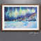 northern lights - snow - Christmas trees - winter - nature - handmade - watercolor painting-2.jpg