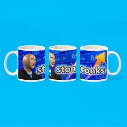 stonks funny meme mug, funny trader mug, meme mug, funny meme mug, stonks mug, stonks meme, day trading mug, stock trade