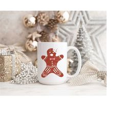 gingerbread man christmas mug family gift for her, funny coffee mugs, retro christmas coffee lover gifts, holiday mugs,