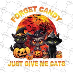 forget candy just give me cats png, pumpkin spice cat png, happy halloween png, digital download