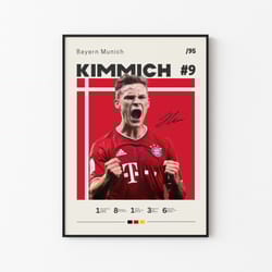 joshua kimmich poster, bayern munich, football print, football poster, mid century modern, soccer poster, sports poster,