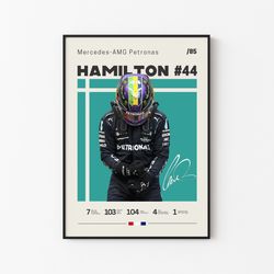 lewis hamilton poster, f1 racing poster, f1 print, f1 poster, mid century modern, formula 1 poster, motorsports, sports