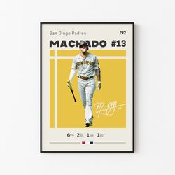 manny machado poster, san diego padres, baseball print, baseball poster, mid century modern, sports poster, gift for him
