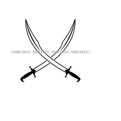 Scimitar Logo SVG, Scimitar SVG, Arms SVG, Medieval Weapon Svg, Scimitar Clipart, Files for Cricut, Cut Files For Silhou