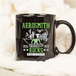 aerosmith rocks world tour 1977 mug, aerosmith rocks band