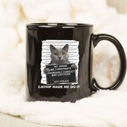 catnip made me do it funny cat tea mug, funny cat mug