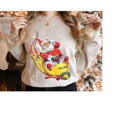 retro santa funny christmas sweatshirt gift for her, vintage santa retro christmas shirt, family christmas shirts, vinta