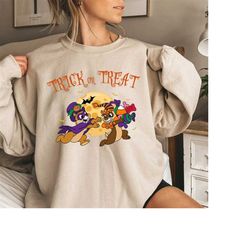 chip and dale halloween sweatshirt, trick or treat shirt, chip 'n dale shirt, double trouble shirt, chipmunk shirt, disn