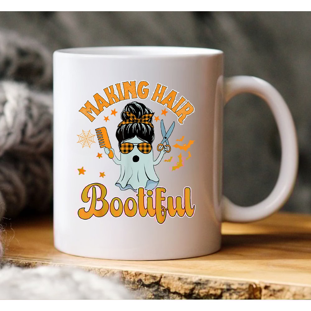 Making Hair Bootiful Mug, Funny Scary Ghost Hairdresser, Ghost Mug, Funny Halloween Mug, Halloween Mug, Halloween Coffee Mug, Coffee Mug - 1.jpg