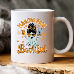 making hair bootiful mug, funny scary ghost hairdresser