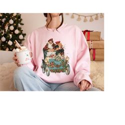 santa retro christmas sweatshirt holiday fashion gift for her, vintage santa women's christmas shirt, retro santa vintag