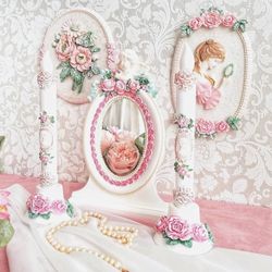 mirror with candles boudoir set home decor